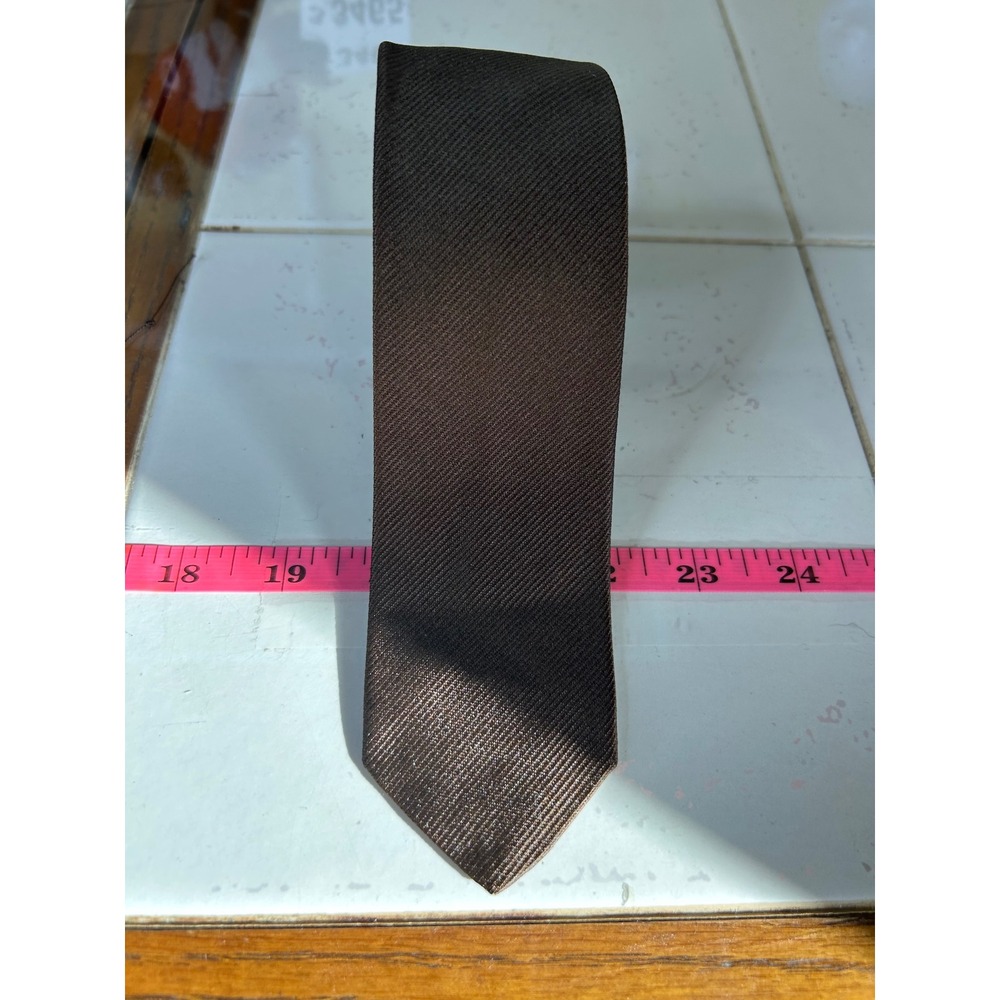 Mens The Custom Shop Brown Textured Silk Blend Tie with Subtle‎ Star Pattern
